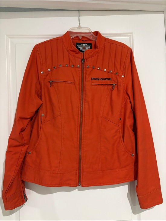 Harley-Davidson Jackets & Blazers - Harley-Davidson Women's Bright Orange Studded Zip Jacket